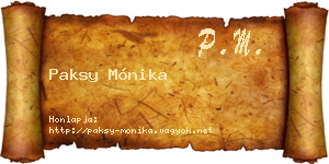 Paksy Mónika névjegykártya